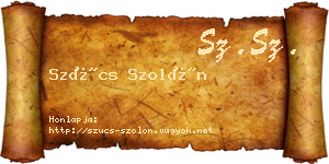 Szűcs Szolón névjegykártya
